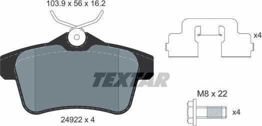 Textar 2492204 - Bremžu uzliku kompl., Disku bremzes adetalas.lv