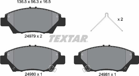 Textar 2497901 - Bremžu uzliku kompl., Disku bremzes adetalas.lv