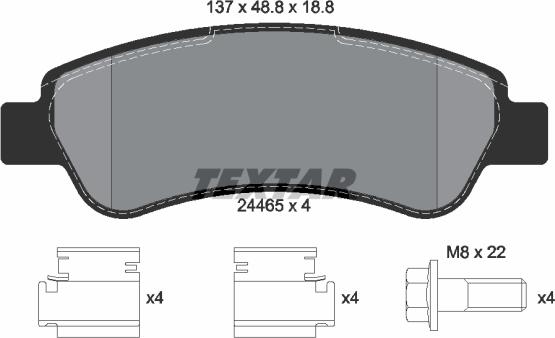 Textar _2446501 - Bremžu uzliku kompl., Disku bremzes adetalas.lv