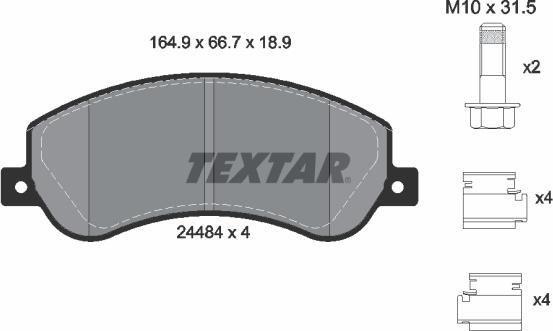 Textar 2448404 - Bremžu uzliku kompl., Disku bremzes adetalas.lv