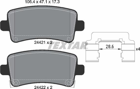 Textar 2442102 - Bremžu uzliku kompl., Disku bremzes adetalas.lv