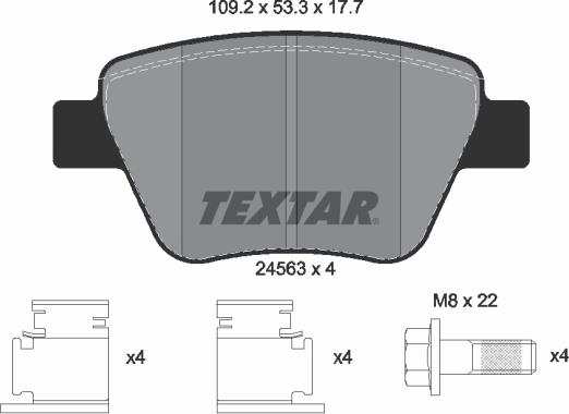 Textar 2456301 - Bremžu uzliku kompl., Disku bremzes adetalas.lv