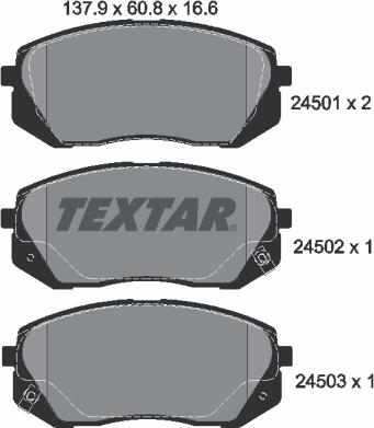 Textar 2450101 - Bremžu uzliku kompl., Disku bremzes adetalas.lv