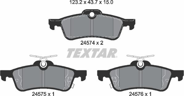 Textar 2457401 - Bremžu uzliku kompl., Disku bremzes adetalas.lv