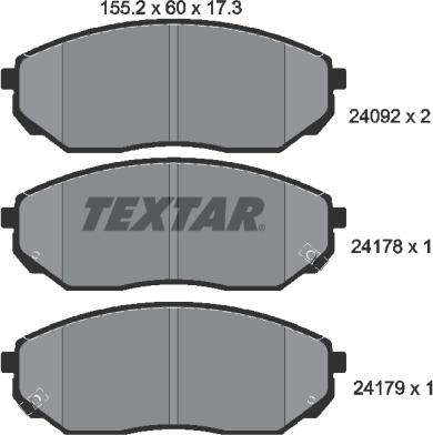 Textar 2409201 - Bremžu uzliku kompl., Disku bremzes adetalas.lv