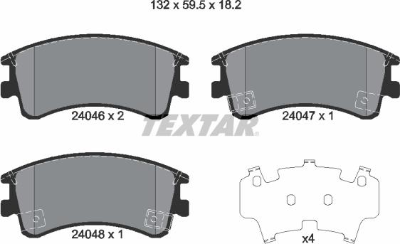 Textar 2404601 - Bremžu uzliku kompl., Disku bremzes adetalas.lv