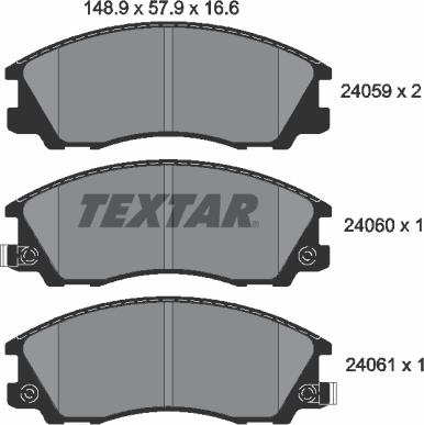 Textar 2405901 - Bremžu uzliku kompl., Disku bremzes adetalas.lv