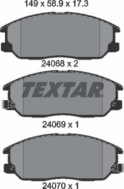 Textar 2406801 - Bremžu uzliku kompl., Disku bremzes adetalas.lv