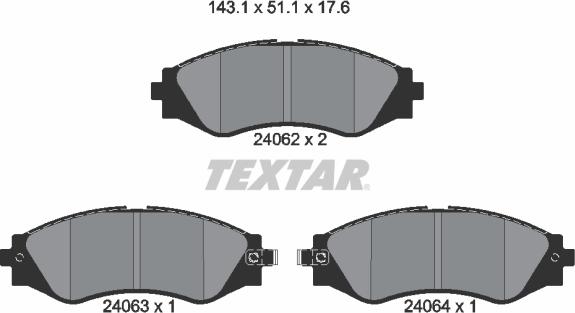 Textar 2406201 - Bremžu uzliku kompl., Disku bremzes adetalas.lv