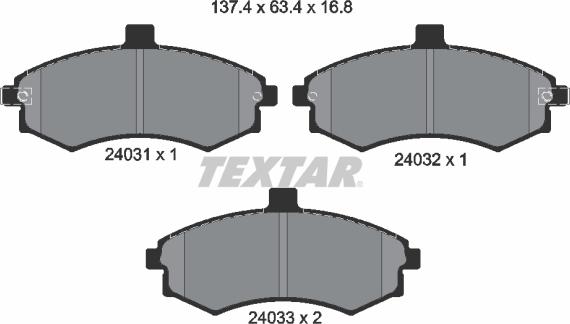 Textar 2403101 - Bremžu uzliku kompl., Disku bremzes adetalas.lv