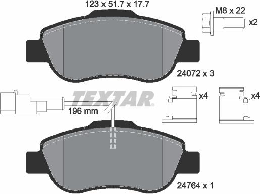 Textar 2407202 - Bremžu uzliku kompl., Disku bremzes adetalas.lv