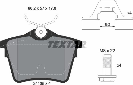 Textar 2413501 - Bremžu uzliku kompl., Disku bremzes adetalas.lv