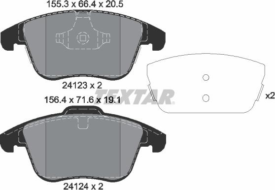 Textar 2412305 - Bremžu uzliku kompl., Disku bremzes adetalas.lv