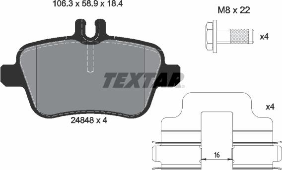 Textar 2484803 - Bremžu uzliku kompl., Disku bremzes adetalas.lv