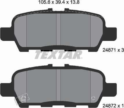 Textar 2487101 - Bremžu uzliku kompl., Disku bremzes adetalas.lv