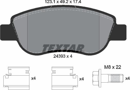 Textar 2439301 - Bremžu uzliku kompl., Disku bremzes adetalas.lv