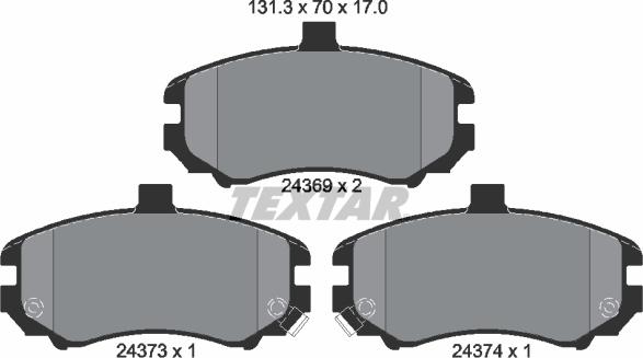 Textar 2436901 - Bremžu uzliku kompl., Disku bremzes adetalas.lv