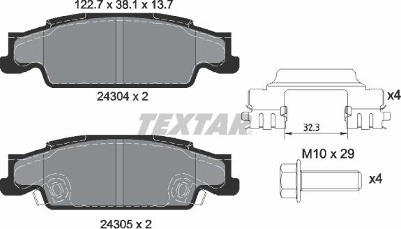 Textar 2430402 - Bremžu uzliku kompl., Disku bremzes adetalas.lv