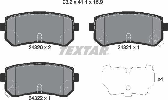 Textar 2432001 - Bremžu uzliku kompl., Disku bremzes adetalas.lv