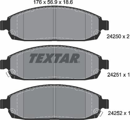 Textar 2425001 - Bremžu uzliku kompl., Disku bremzes adetalas.lv