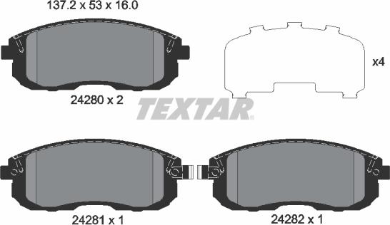 Textar 2428001 - Bremžu uzliku kompl., Disku bremzes adetalas.lv