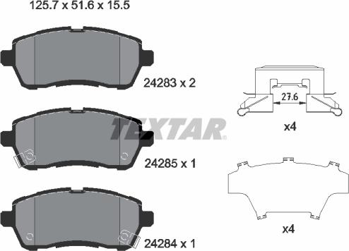 Textar 2428303 - Bremžu uzliku kompl., Disku bremzes adetalas.lv