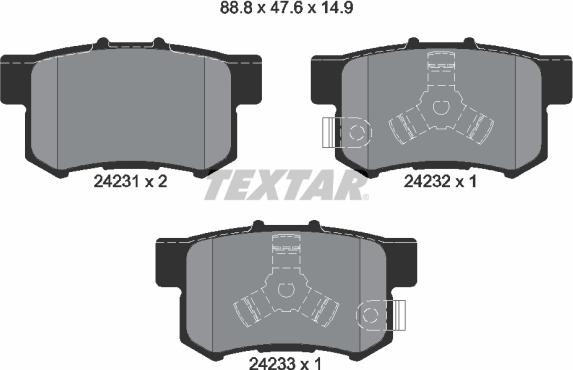 Textar 2423101 - Bremžu uzliku kompl., Disku bremzes adetalas.lv