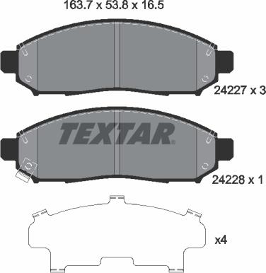 Textar 2422701 - Bremžu uzliku kompl., Disku bremzes adetalas.lv