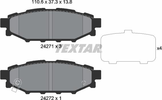 Textar 2427101 - Bremžu uzliku kompl., Disku bremzes adetalas.lv