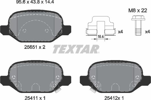 Textar 2565101 - Bremžu uzliku kompl., Disku bremzes adetalas.lv