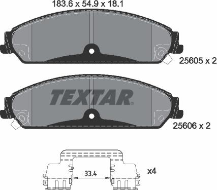 Textar 2560501 - Bremžu uzliku kompl., Disku bremzes adetalas.lv