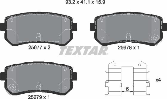 Textar 2567701 - Bremžu uzliku kompl., Disku bremzes adetalas.lv