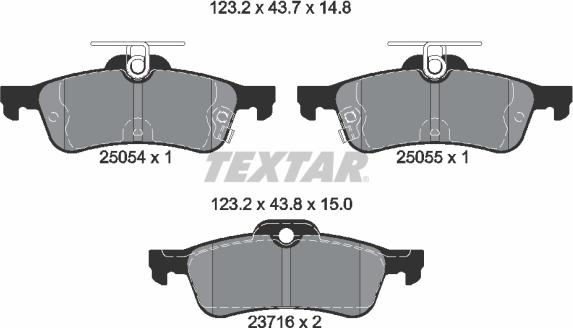 Textar 2505401 - Bremžu uzliku kompl., Disku bremzes adetalas.lv