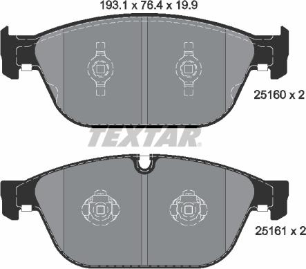 Textar 2516002 - Bremžu uzliku kompl., Disku bremzes adetalas.lv