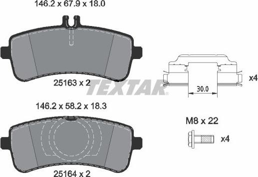 Textar 2516305 - Bremžu uzliku kompl., Disku bremzes adetalas.lv