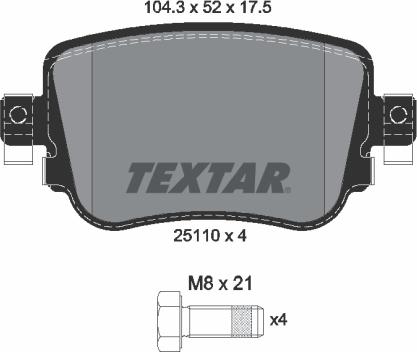 Textar 2511001 - Bremžu uzliku kompl., Disku bremzes adetalas.lv