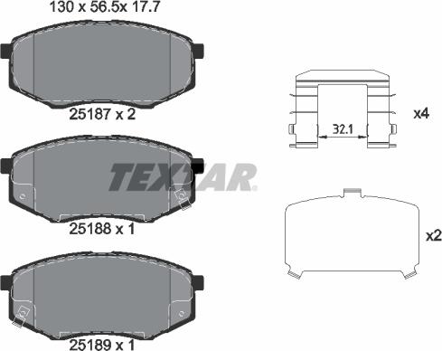 Textar 2518701 - Bremžu uzliku kompl., Disku bremzes adetalas.lv