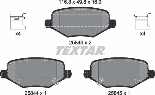 Textar 2584301 - Bremžu uzliku kompl., Disku bremzes adetalas.lv