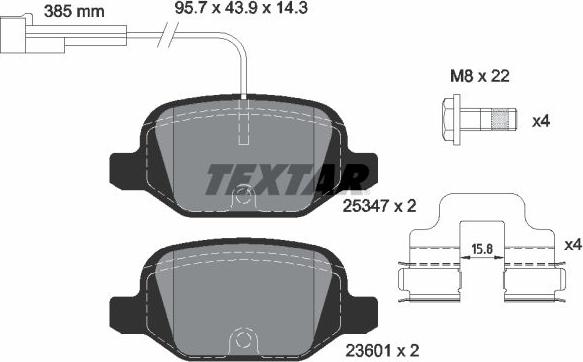 Textar 2534701 - Bremžu uzliku kompl., Disku bremzes adetalas.lv