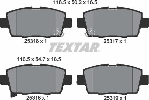 Textar 2531601 - Bremžu uzliku kompl., Disku bremzes adetalas.lv