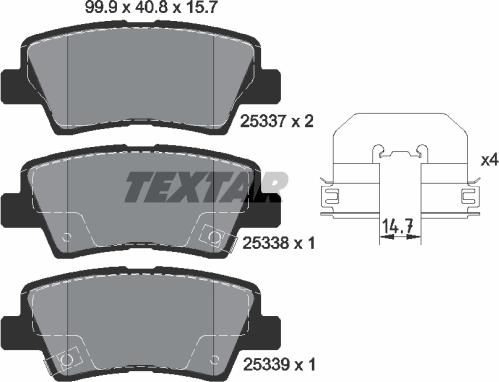 Textar 2533703 - Bremžu uzliku kompl., Disku bremzes adetalas.lv