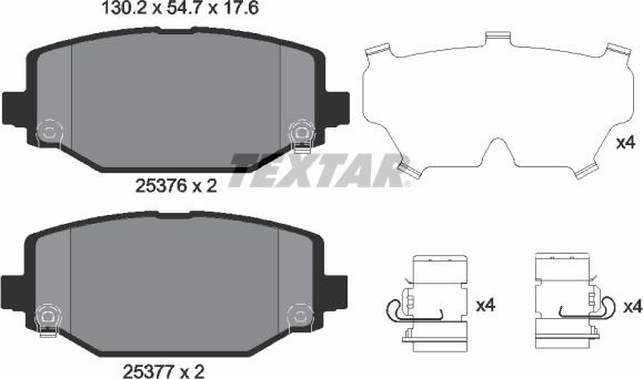 Textar 2537601 - Bremžu uzliku kompl., Disku bremzes adetalas.lv