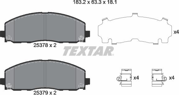 Textar 2537801 - Bremžu uzliku kompl., Disku bremzes adetalas.lv