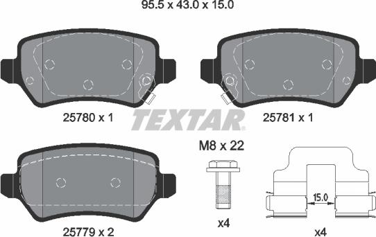 Textar 2578001 - Bremžu uzliku kompl., Disku bremzes adetalas.lv