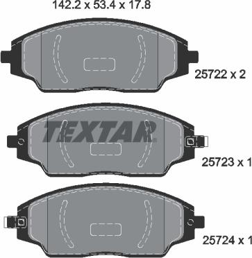 Textar 2572201 - Bremžu uzliku kompl., Disku bremzes adetalas.lv