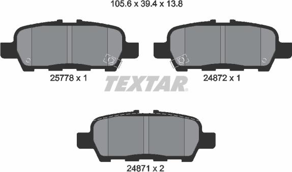 Textar 2577801 - Bremžu uzliku kompl., Disku bremzes adetalas.lv