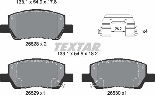 Textar 2652801 - Bremžu uzliku kompl., Disku bremzes adetalas.lv