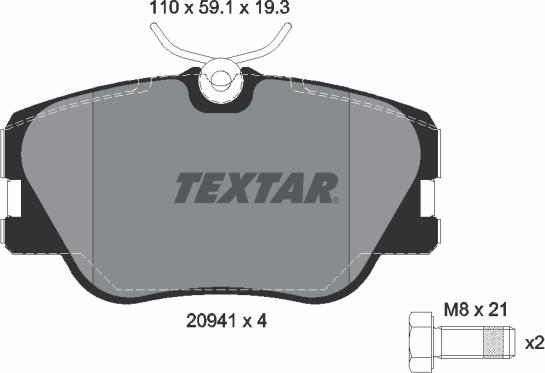 Textar 2094102 - Bremžu uzliku kompl., Disku bremzes adetalas.lv