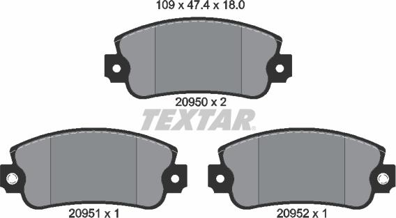 Textar 2095006 - Bremžu uzliku kompl., Disku bremzes adetalas.lv