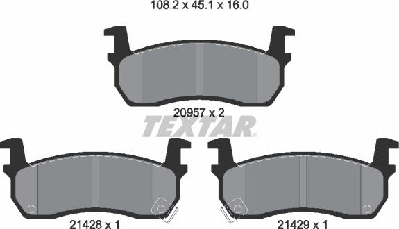 Textar 2095702 - Bremžu uzliku kompl., Disku bremzes adetalas.lv